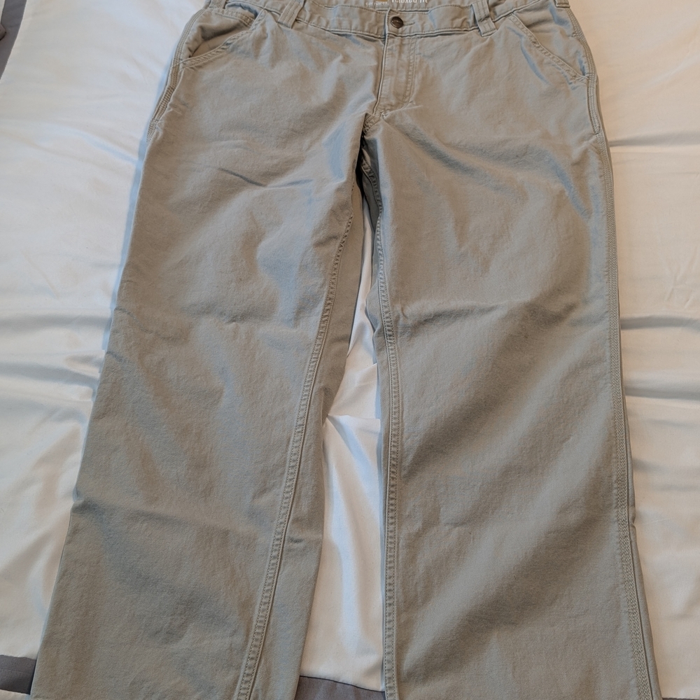 Carhartt Men’s Tan Relaxed Fit Utility Work Pants 38x30 Cotton Stretch